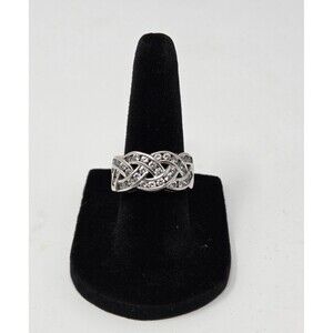Sterling Silver 925 CZ Infinity Band Ring Size 7 Interwoven Braided Cubic...